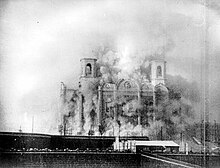 image of "Cathedral of Christ the Savior" in Moscow turning to dust as it collapses on the orders of Joseph Stalin in 1931.[593]