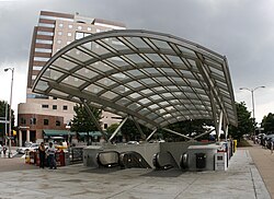 The Clarendon Metro station entrance in May 2008