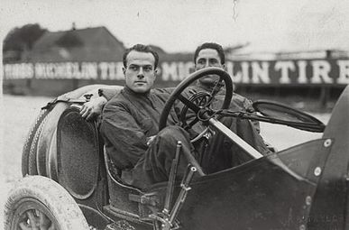 Bruce-Brown and his mechanic Tony Scudelari, shortly before they were killed in 1912.