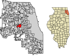 Location of Oak Brook in DuPage, Illinois