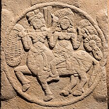 Female riding a Centaur. Centaurs are generally considered as Western borrowings.[11]