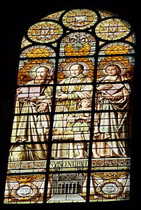 "Saint Vincent de Paul, a Grisaille window on the drum of dome