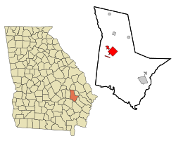 Location in Tattnall County and the state of Georgia