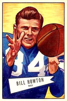 Howton's 1952 Bowman playing card showing a stylized portrait of Howton