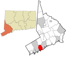 Darien's location within Fairfield County and Connecticut