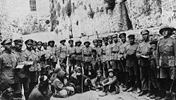 Jewish Legion soldiers at the Western Wall after taking part in 1917 British conquest of Jerusalem
