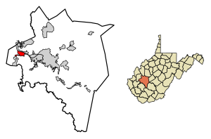 Location of St. Albans in Kanawha County, West Virginia.