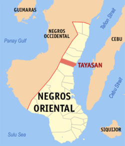 Map of Negros Oriental with Tayasan highlighted