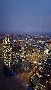 Southeastern view from 50th floor of 8 Bishopsgate showing Scalpel (left) - February 2024