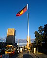 The Aboriginal flag flying in the square, near where the flag was first flown, 2013