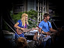Sarah Blackwood (left) and Ryan Marshall at a concert in 2012