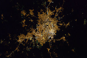 Satellite image of Belo Horizonte and greater area by night