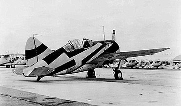 US Navy Brewster F2A Buffalo in experimental camouflage, 1940
