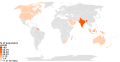 Percent of population Hindu in each country