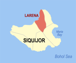 Map of Siquijor with Larena highlighted