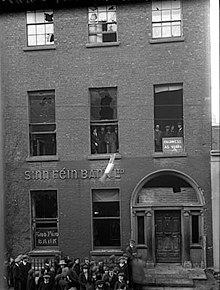 Sinn Féin Bank, 6 Harcourt Street, Dublin after a raid by Crown forces, 1 December 1920.