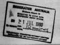 Arrival stamp Brisbane Airport - 1990