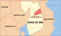 Map of Davao de Oro with Compostela highlighted