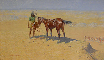Ridden Down (1905–1906) depicts an Indian in defeat with his horse exhausted, stoically calling the spirits while awaiting his fate