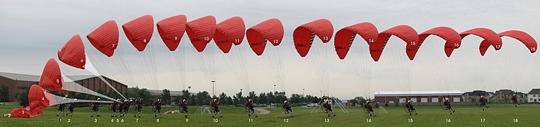 Launch of a powered paraglider