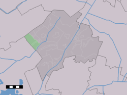 The town centre (dark green) and the statistical district (light green) of Nijensleek in the municipality of Westerveld.