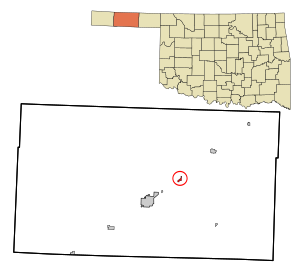 Location in Texas County and state of Oklahoma.