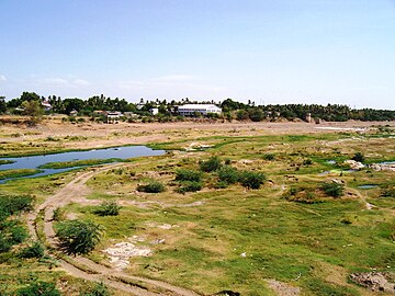 The wide Amaravathi River bed at Karur