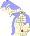 State map highlighting Ingham County