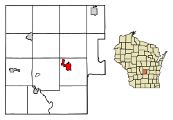 Location of Montello in Marquette County, Wisconsin.