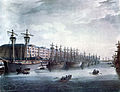 Image 4Sailing ships at West India Docks on the Isle of Dogs in 1810. The docks opened in 1802 and closed in 1980 and have since been redeveloped as the Canary Wharf development.