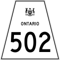Typical Ontario secondary road sign using an isosceles trapezoid shield