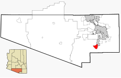 Location in Pima County and Arizona