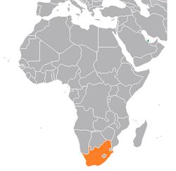Map indicating locations of Qatar and South Africa
