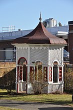 According to NRHP Focus, there are 7 gazebos listed. This one is in someone's backyard in Reading, Massachusetts.