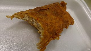Fried tempeh (battered) sold at a food court in Singapore