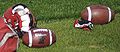Image 11Footballs and a helmet at a Calgary Stampeders (CFL) team practice (from Canadian football)
