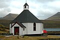 The octagonal church in Haldarsvík in north Streymoy.