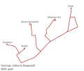 Lines and termini of the tram system as of 2020