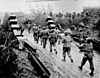 American forces cross the Siegfried Line in World War II.