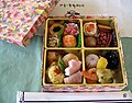 A colourful collection of sweet and savoury snacks to nibble on between sips of sake, while admiring the cherry blossoms