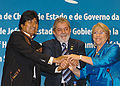 Image 10Left-leaning leaders of Bolivia, Brazil and Chile at the Union of South American Nations summit in 2008 (from History of Latin America)