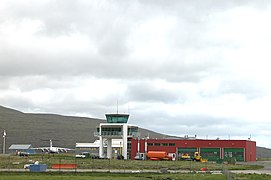 Vágar Airport, service buildings adjacent to apron