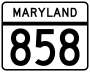 Maryland Route 858 marker