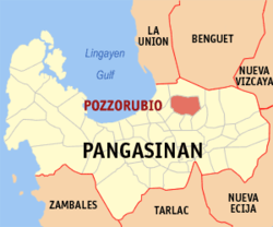 Map of Pangasinan with Pozorrubio highlighted