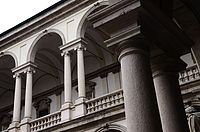 Loggia in the shape of a Venetian window, at the Palazzo Brera in Milan, Italy