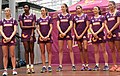 21 January 2015; Beryl Friday (third from right) with members of the 2015 Queensland Firebirds team. From left to right, Clare McMeniman, Romelda Aiken, Rebecca Bulley, Laura Clemesha, Friday, Caitlyn Nevins and Kim Ravaillion.