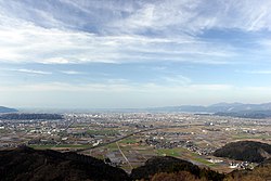 Panoramic view of the Fukui plain, Fukui prefecture from the top of Monju