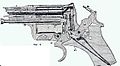Nagant revolver with tensioned trigger. The mainspring (bottom right) consists of two leaf arms, and also acts as a trigger spring.