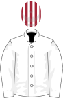 White, maroon striped cap