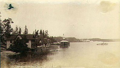 Madison Park, c. 1892, showing steamboat (possibly Cyrene) departing
